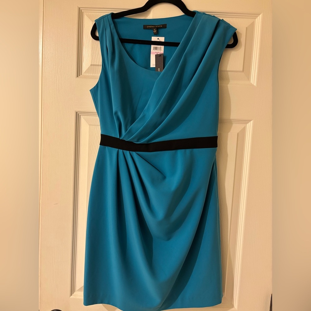 Cynthia Steffe Blue Ruched Asymmetrical Cocktail Dress Size 6